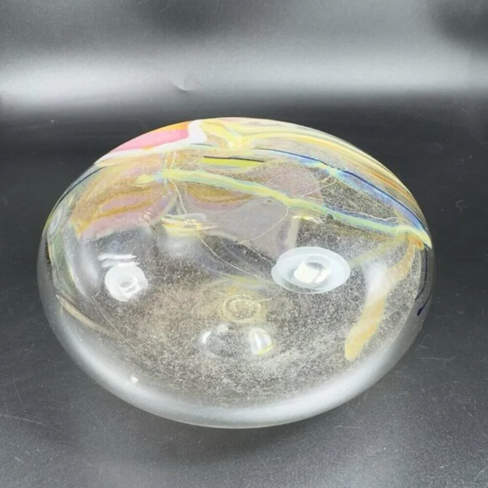 1985 Glasshouse Studios Signed Hand Blown‎ Art Glass Oil Lamp Vase Paperweight
